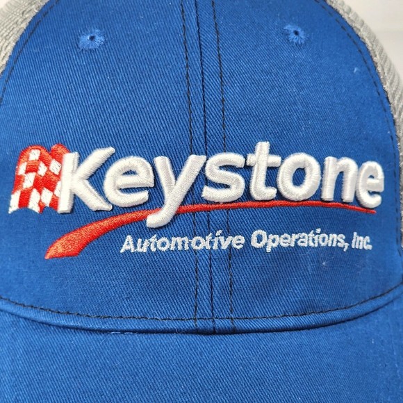 Keystone Automotive Operations Elko Blue Gray Mesh Adjustable Cap Trucker Hat - Picture 7 of 10